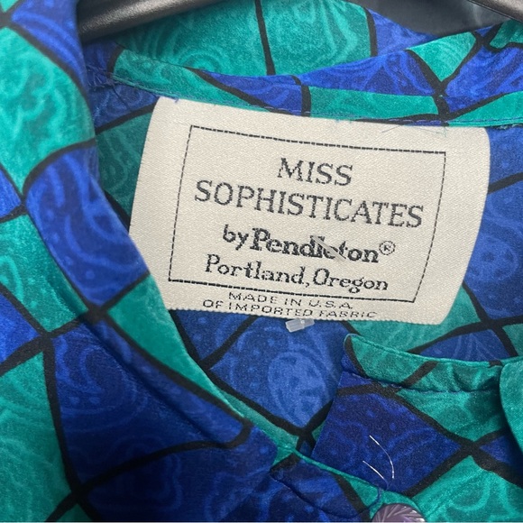 Vintage Miss Sophisticates By Pendleton Checker Pattern Blouse - Picture 5 of 5